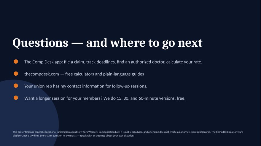 Slide: questions and where to go next